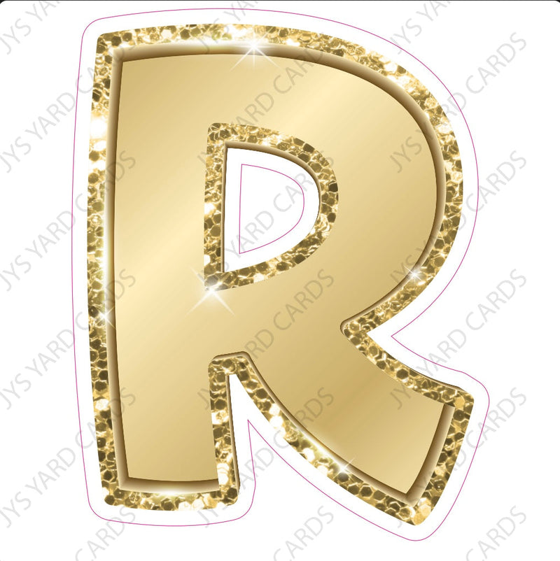 Single Letters: 12” Bouncy Metallic Gold - Yard Card Signs by JYS International