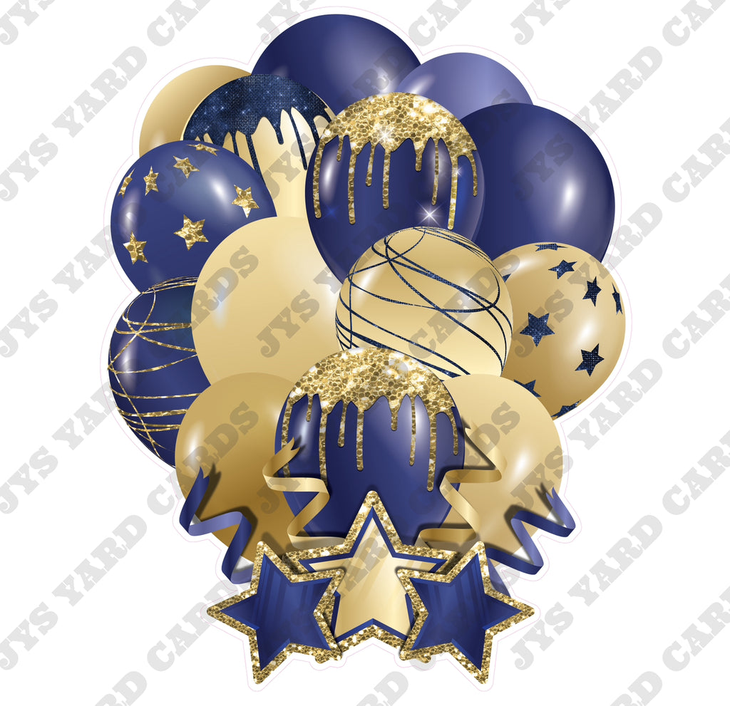 SINGLE JAZZY SOLID BALLOON: NAVY AND GOLD - Yard Card Signs by JYS International