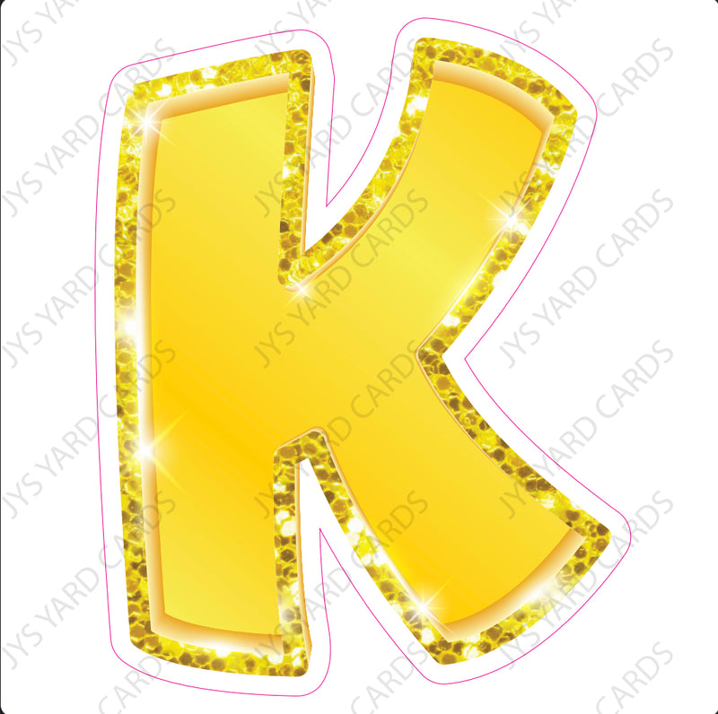 Single Letters: 18” Bouncy Metallic Yellow - Yard Card Signs by JYS International