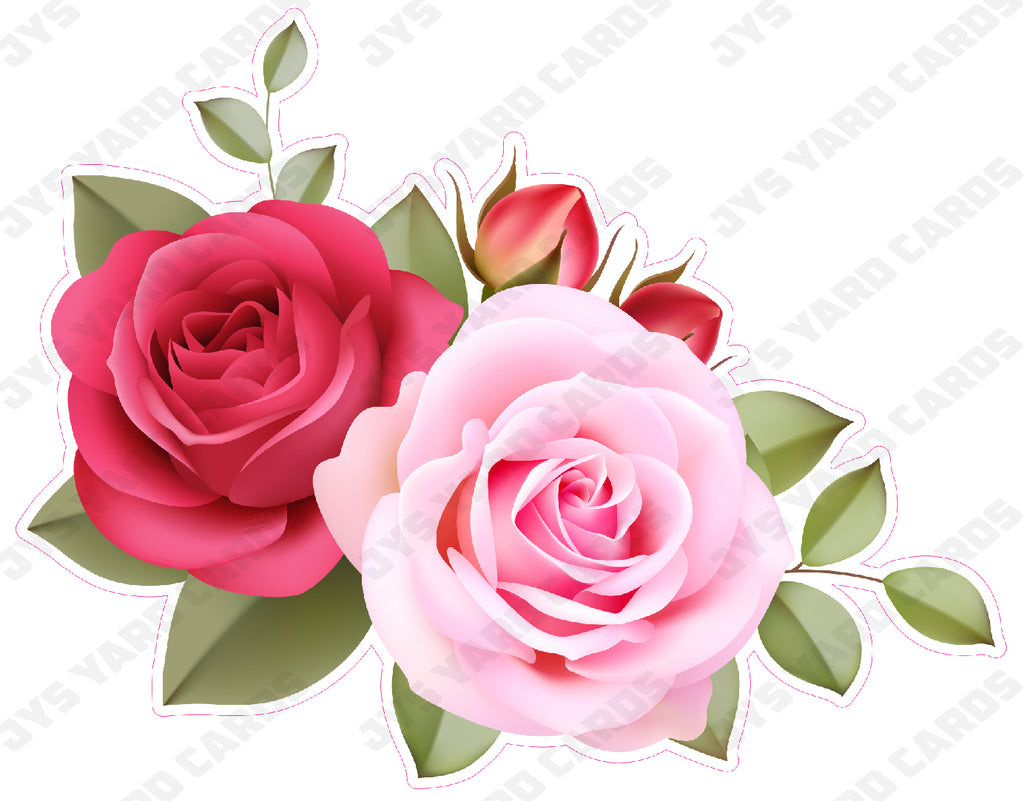 FLOWER: ROSES PINK & RED - Yard Card Signs by JYS International