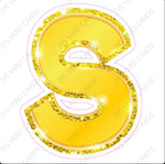 Single Letters: 12” Bouncy Metallic Yellow - Yard Card Signs by JYS International