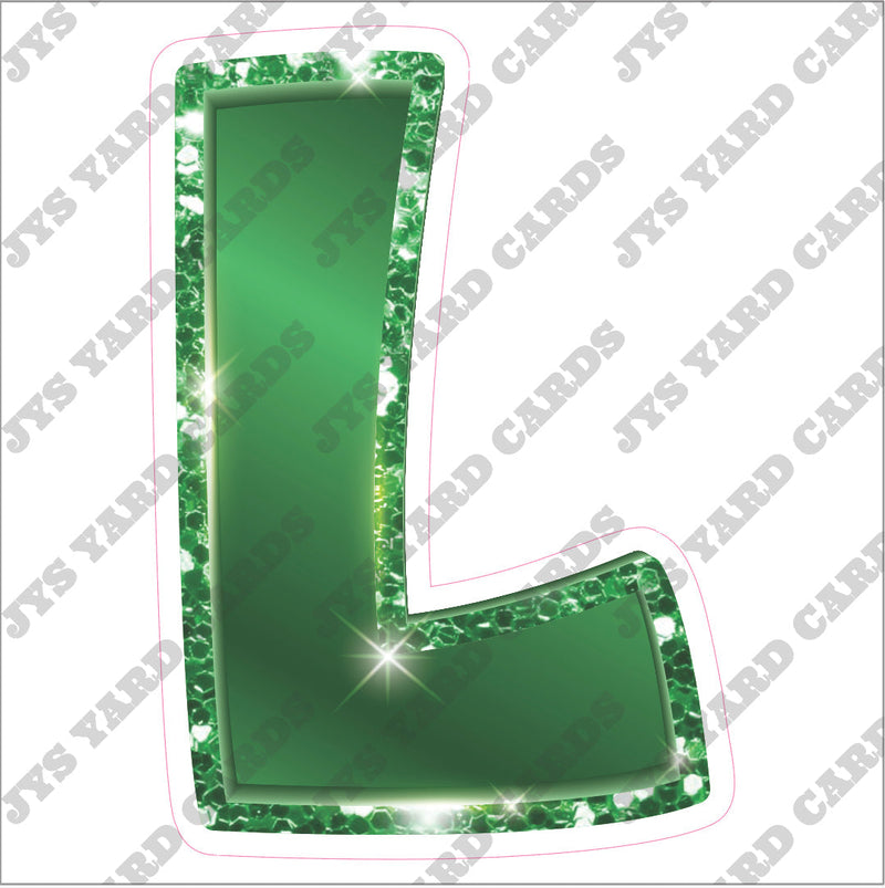 Single Letters: 23” Bouncy Metallic Green - Yard Card Signs by JYS International