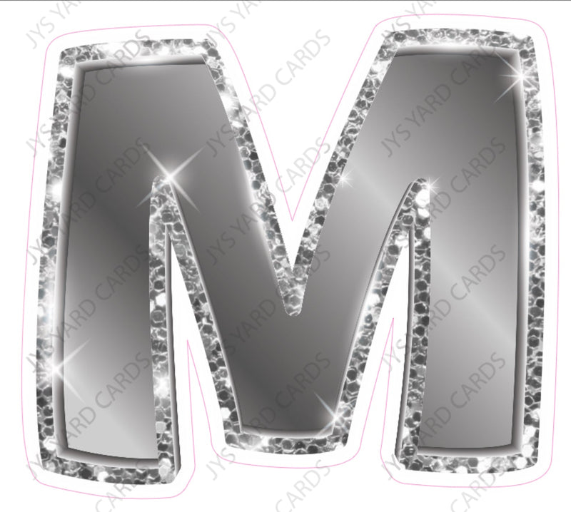 Single Letters: 23” Bouncy Metallic Silver - Yard Card Signs by JYS International