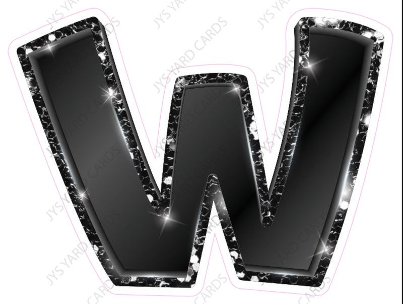 Single Letters: 23” Bouncy Metallic Black - Yard Card Signs by JYS International