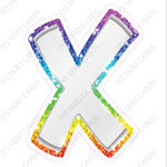 Single Letters: 18” Bouncy Metallic White With Rainbow - Yard Card Signs by JYS International