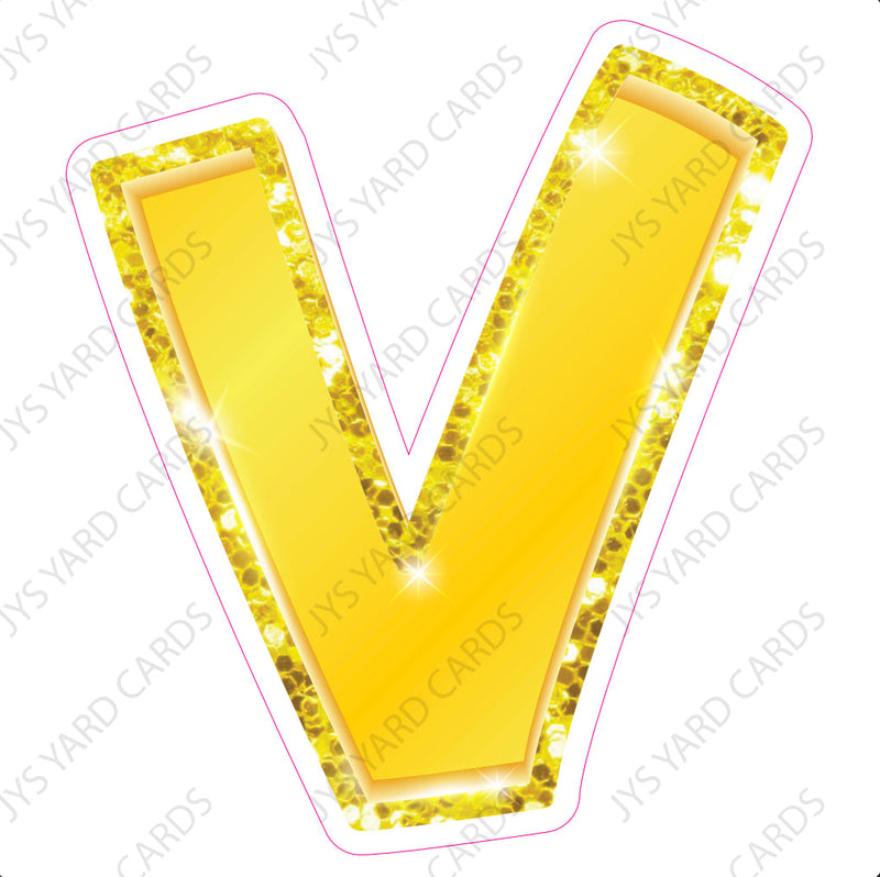 Single Letters: 12” Bouncy Metallic Yellow - Yard Card Signs by JYS International