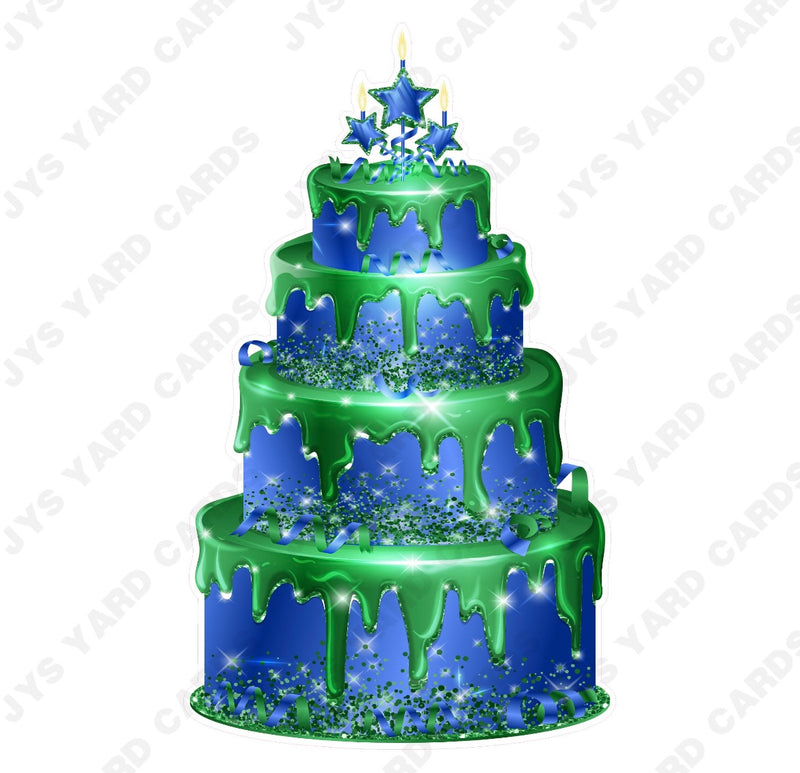 JAZZY CAKE: BLUE & GREEN - Yard Card Signs by JYS International