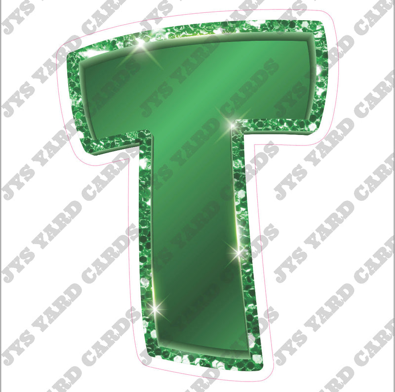 Single Letters: 23” Bouncy Metallic Green - Yard Card Signs by JYS International