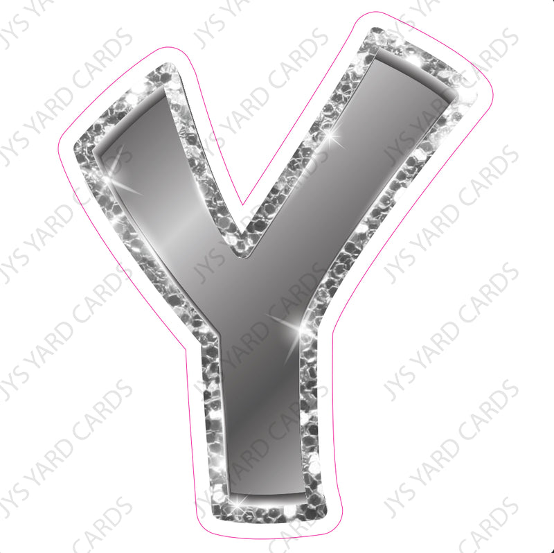 Single Letters: 18” Bouncy Metallic Silver - Yard Card Signs by JYS International