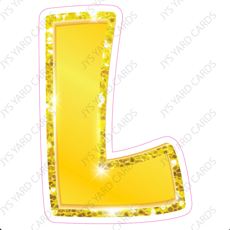 Single Letters: 18” Bouncy Metallic Yellow - Yard Card Signs by JYS International