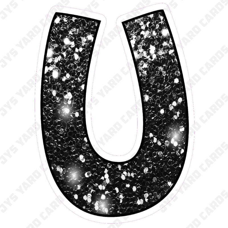 Single Letters: 23” Bouncy Glitter Black - Yard Card Signs by JYS International