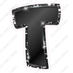 Single Letters: 23” Bouncy Metallic Black - Yard Card Signs by JYS International