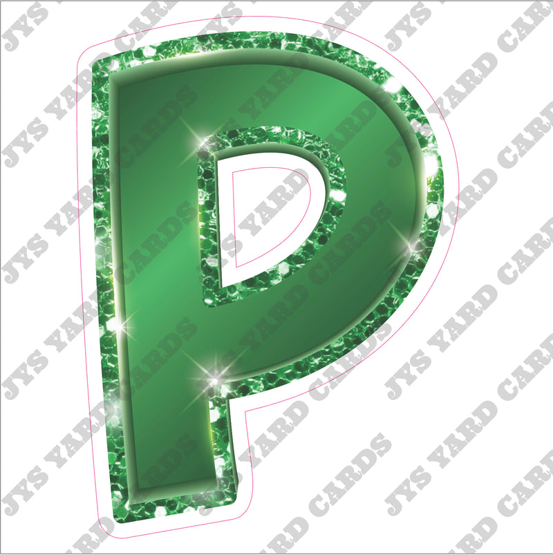 Single Letters: 12” Bouncy Metallic Green - Yard Card Signs by JYS International