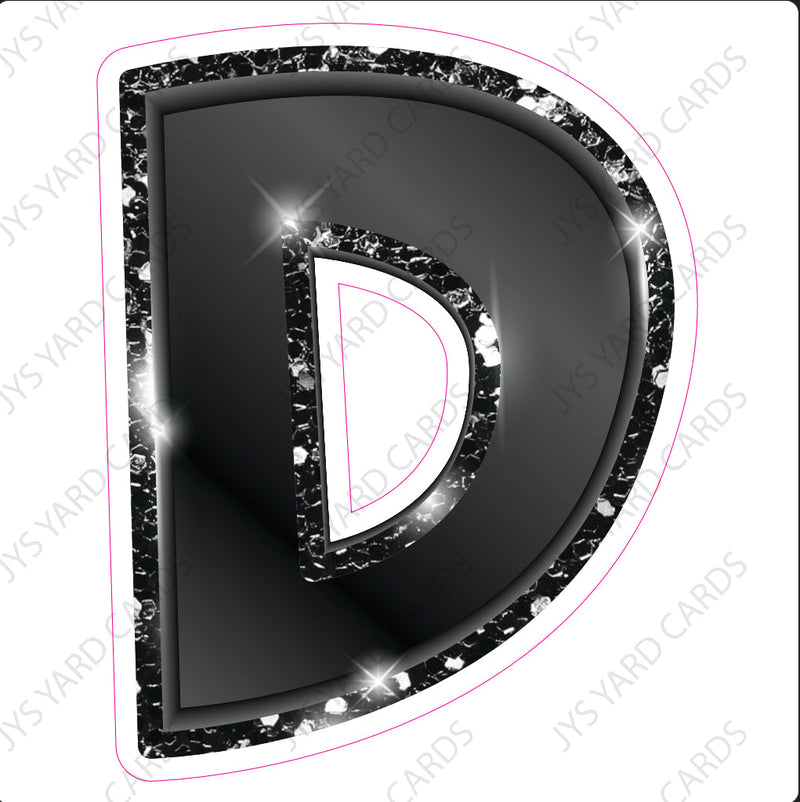 Single Letters: 23” Bouncy Metallic Black - Yard Card Signs by JYS International