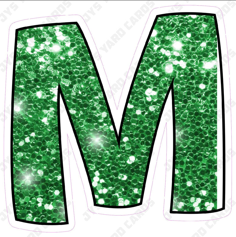 Single Letters: 23” Bouncy Glitter Green - Yard Card Signs by JYS International