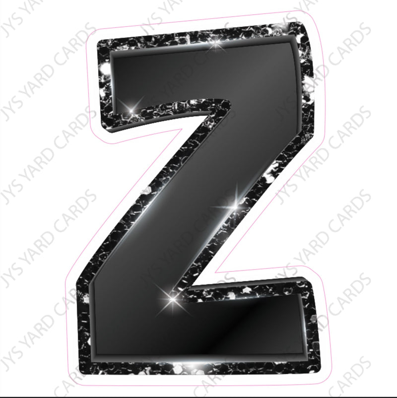 Single Letters: 23” Bouncy Metallic Black - Yard Card Signs by JYS International