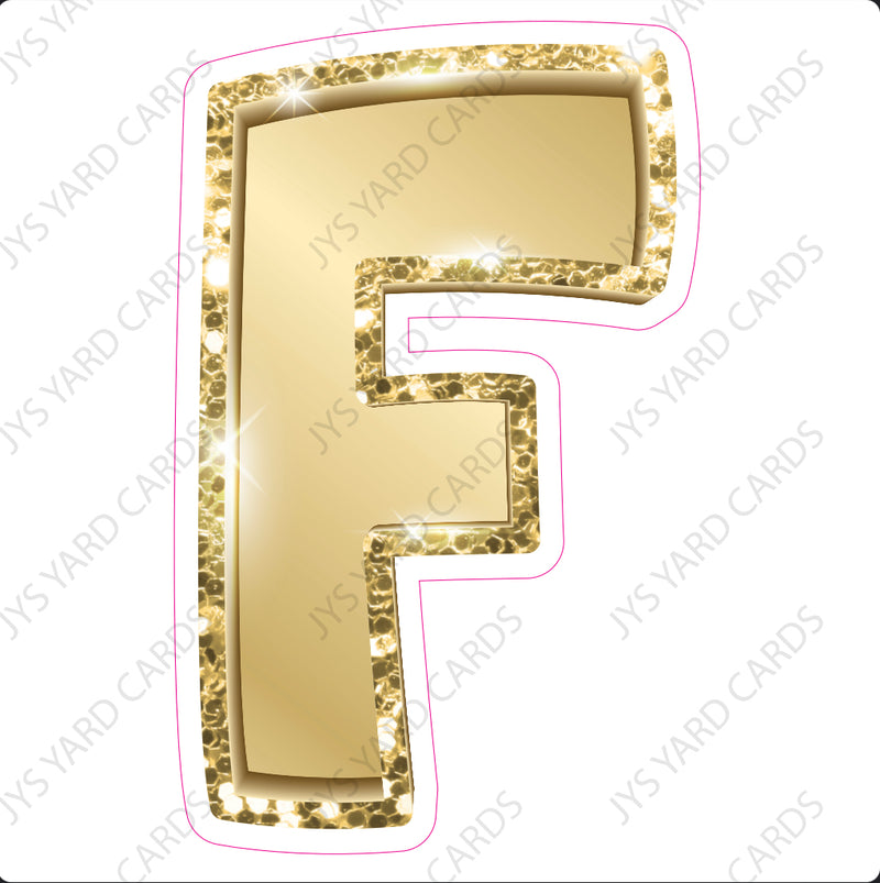 Single Letters: 18” Bouncy Metallic Gold - Yard Card Signs by JYS International