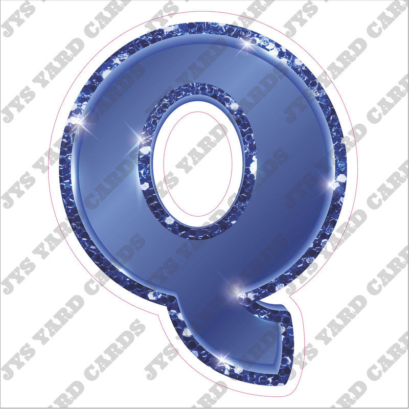 Single Letters: 12” Bouncy Glitter Metallic Navy Blue - Yard Card Signs by JYS International