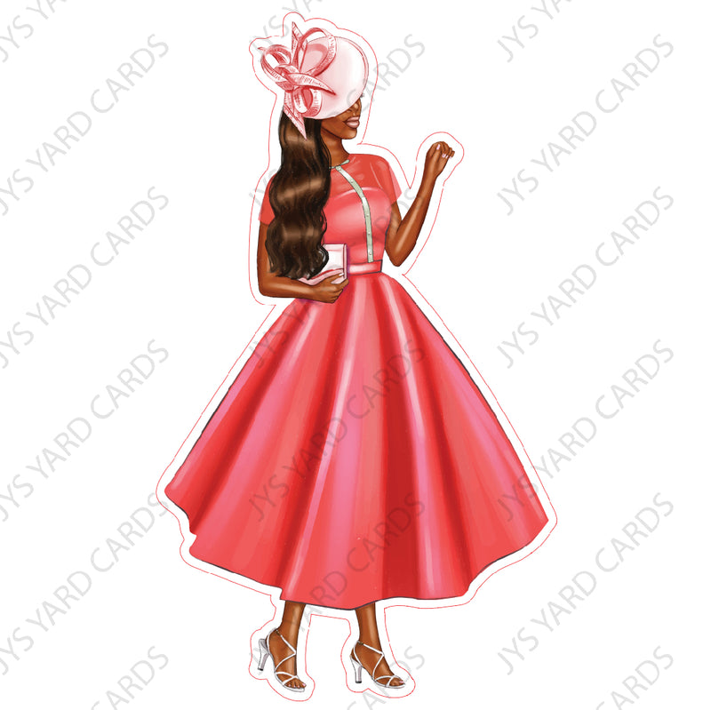 FANCY BROWN WOMAN: Red - Yard Card Signs by JYS International