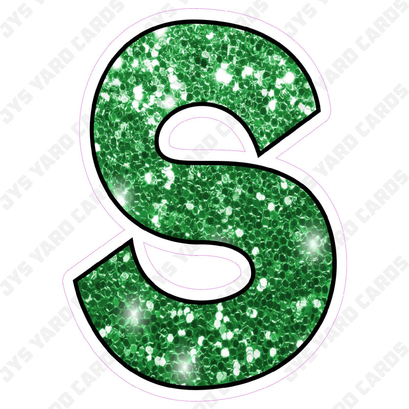 Single Letters: 12” Bouncy Glitter Green - Yard Card Signs by JYS International