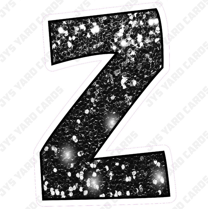 Single Letters: 12” Bouncy Glitter Black - Yard Card Signs by JYS International