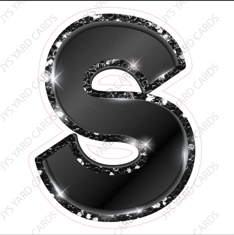 Single Letters: 23” Bouncy Metallic Black - Yard Card Signs by JYS International