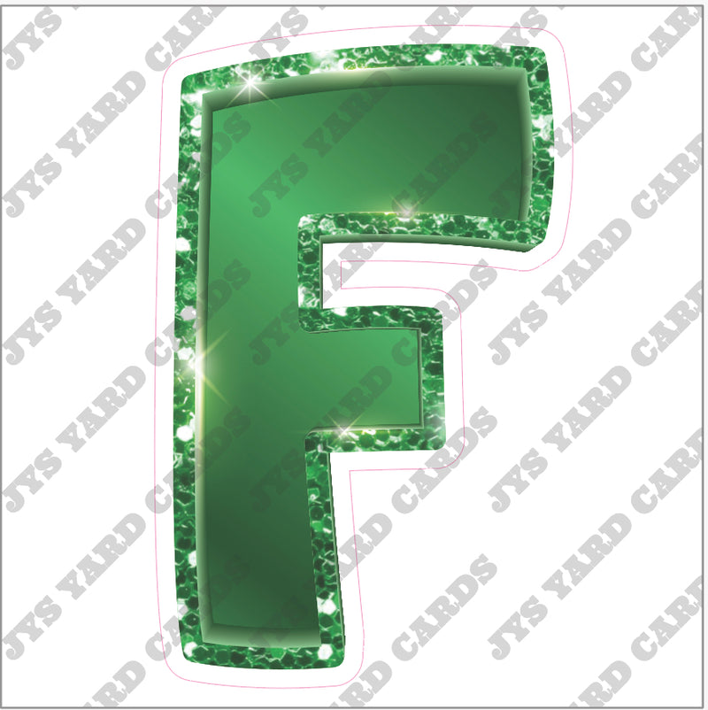 Single Letters: 12” Bouncy Metallic Green - Yard Card Signs by JYS International