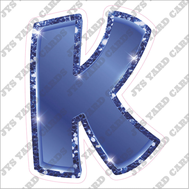 Single Letters: 23” Bouncy Glitter Metallic Navy Blue - Yard Card Signs by JYS International