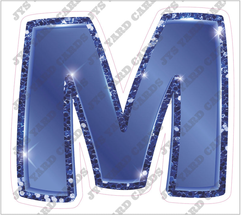 Single Letters: 12” Bouncy Glitter Metallic Navy Blue - Yard Card Signs by JYS International