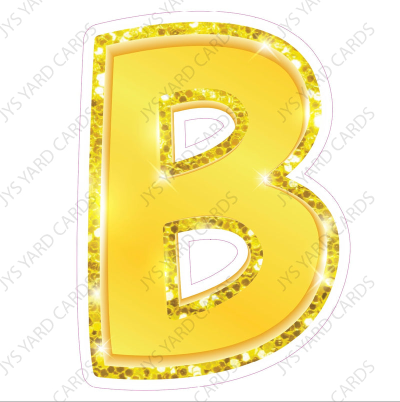 Single Letters: 23” Bouncy Metallic Yellow - Yard Card Signs by JYS International