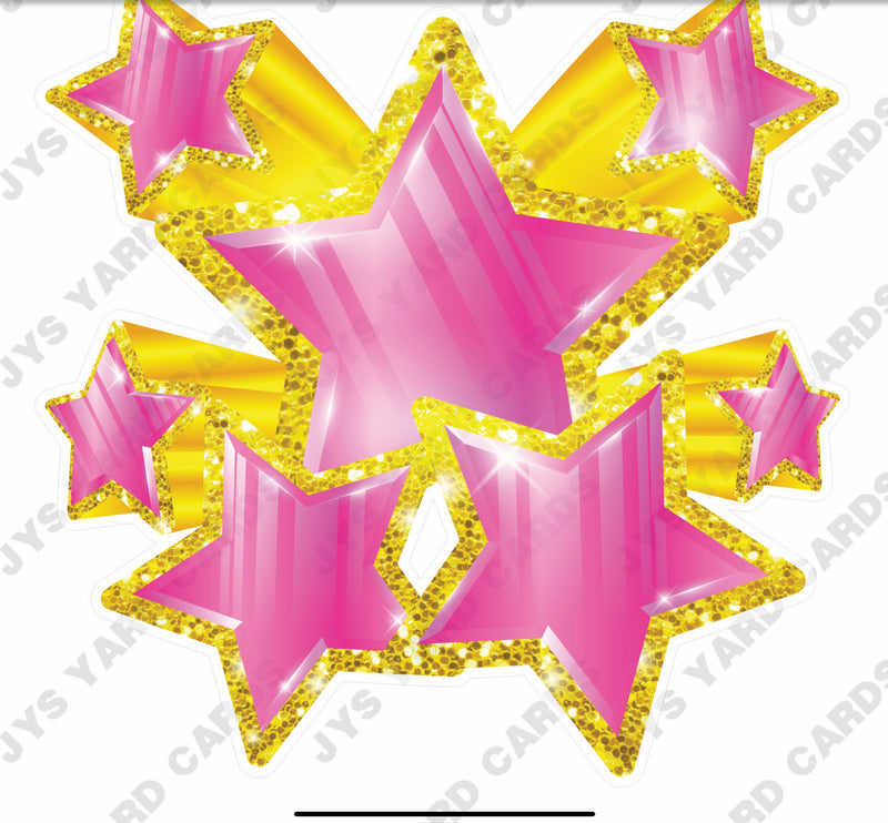 SHOOTING STARS: PINK AND YELLOW - Yard Card Signs by JYS International