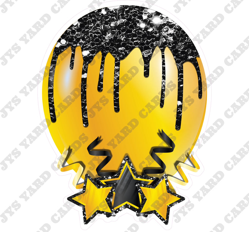 INDIVIDUAL BALLOON: BLACK AND YELLOW - Yard Card Signs by JYS International