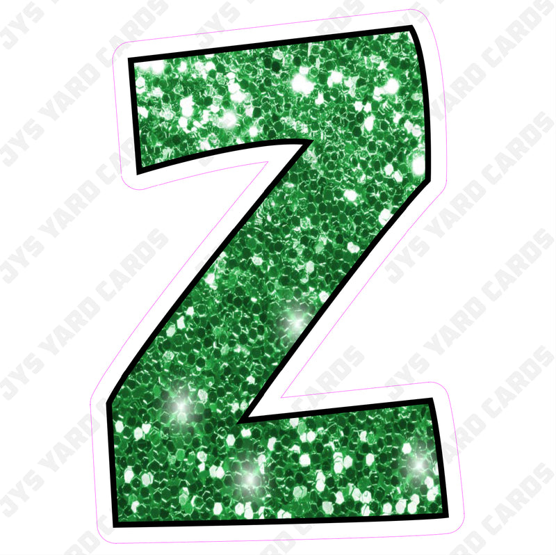 Single Letters: 18” Bouncy Glitter Green - Yard Card Signs by JYS International