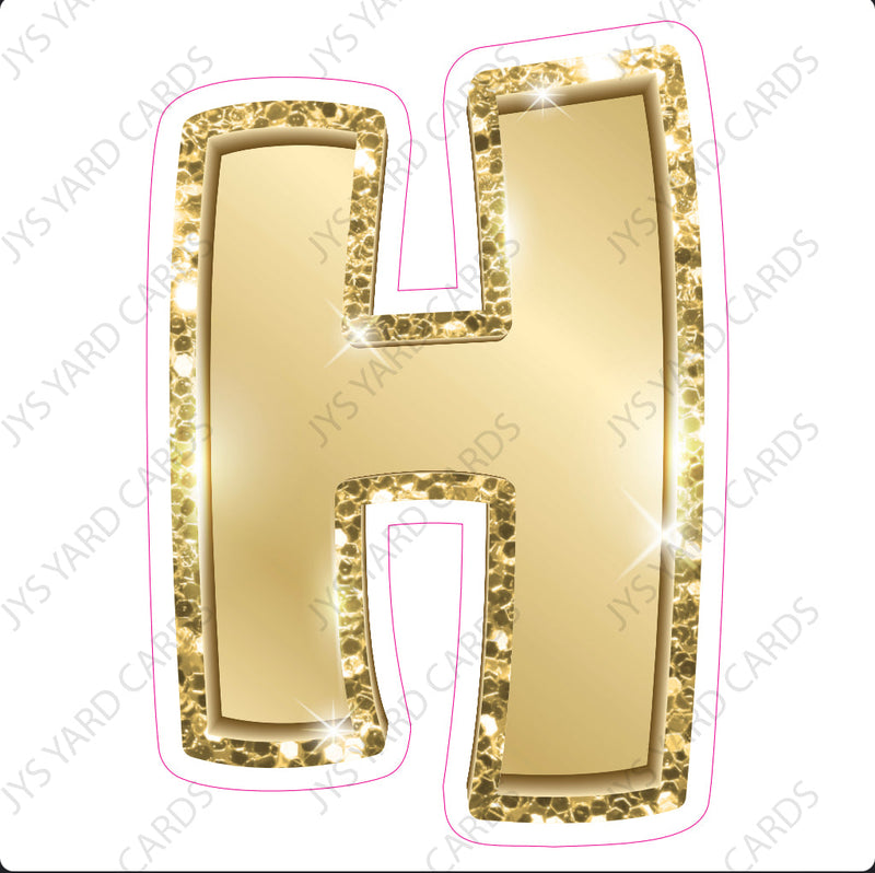 Single Letters: 23” Bouncy Metallic Gold - Yard Card Signs by JYS International