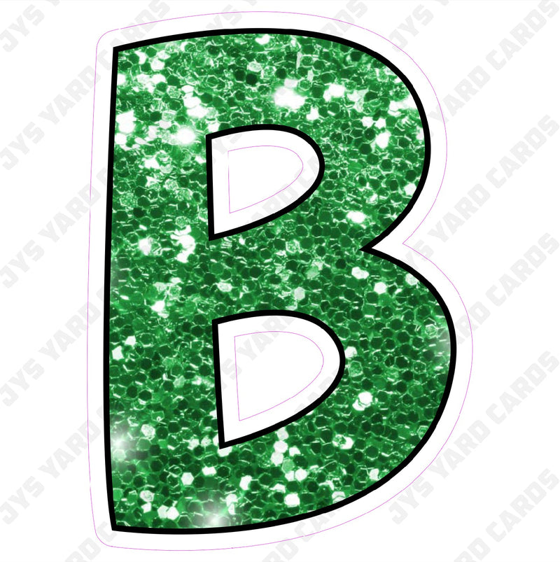 Single Letters: 12” Bouncy Glitter Green - Yard Card Signs by JYS International