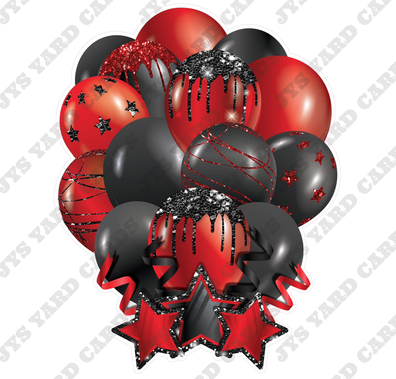 SINGLE JAZZY SOLID BALLOON: BLACK AND RED - Yard Card Signs by JYS International