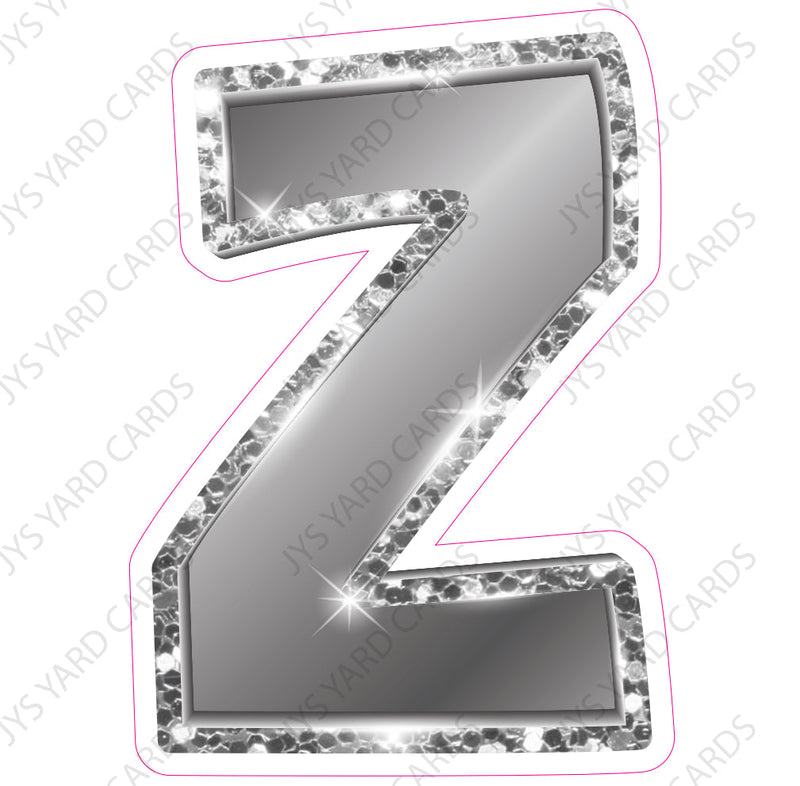 Single Letters: 12” Bouncy Metallic Silver - Yard Card Signs by JYS International