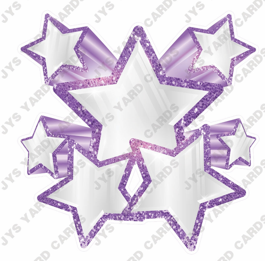 SHOOTING STARS: WHITE & LIGHT PURPLE - Yard Card Signs by JYS International