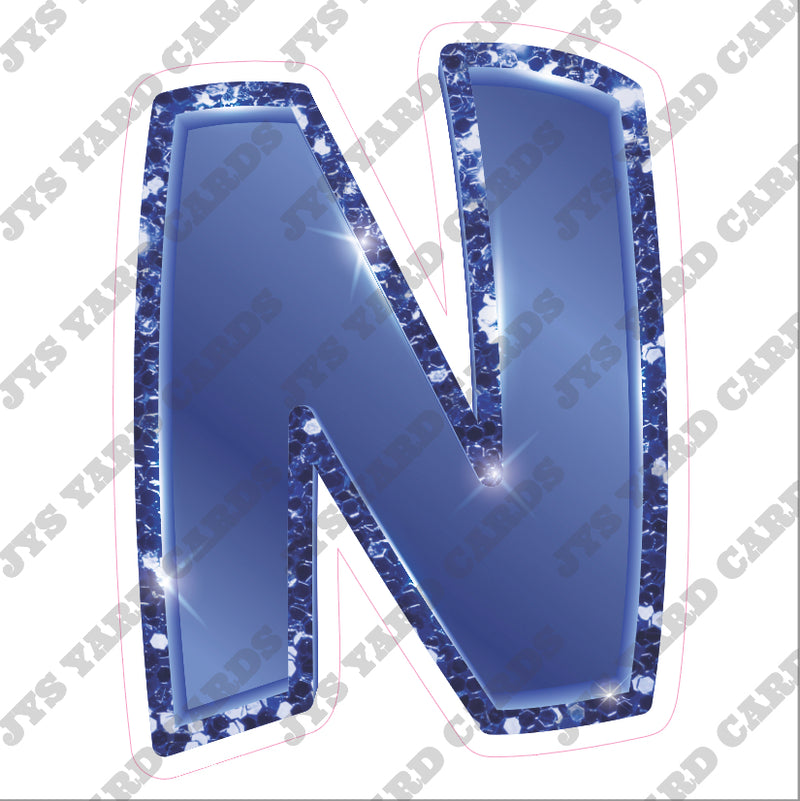 Single Letters: 18” Bouncy Glitter Metallic Navy Blue - Yard Card Signs by JYS International