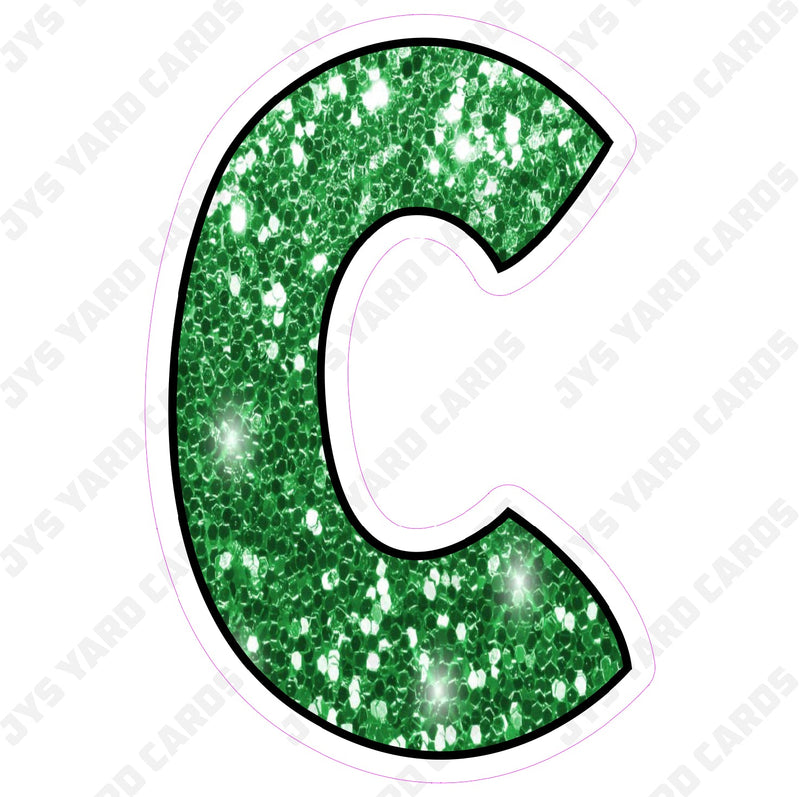 Single Letters: 12” Bouncy Glitter Green - Yard Card Signs by JYS International