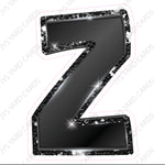 Single Letters: 18” Bouncy Metallic Black - Yard Card Signs by JYS International