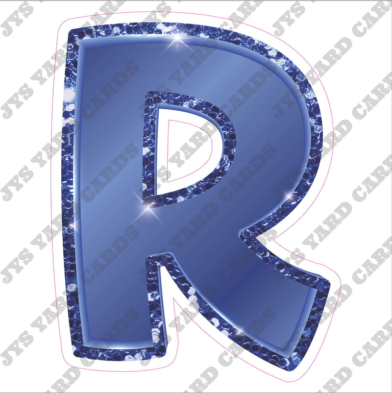 Single Letters: 18” Bouncy Glitter Metallic Navy Blue - Yard Card Signs by JYS International