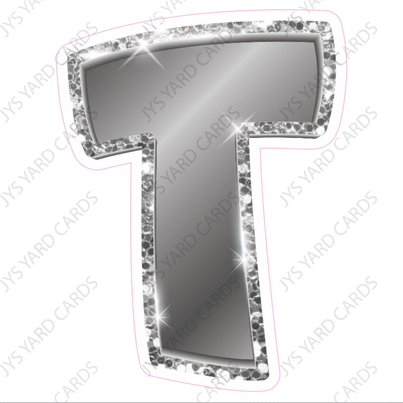 Single Letters: 12” Bouncy Metallic Silver - Yard Card Signs by JYS International