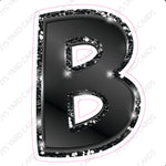 Single Letters: 12” Bouncy Metallic Black - Yard Card Signs by JYS International