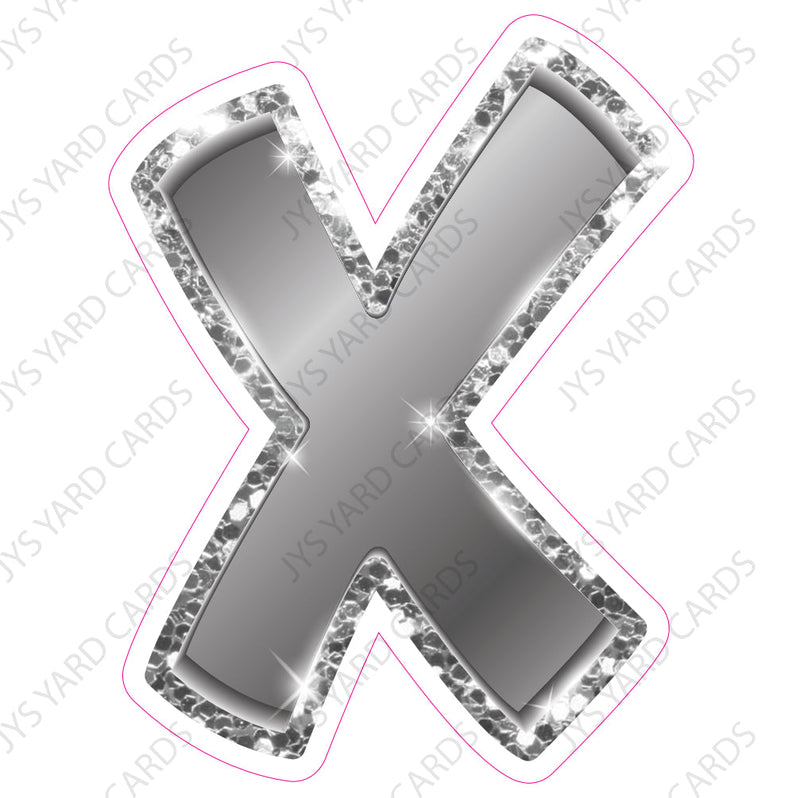 Single Letters: 12” Bouncy Metallic Silver - Yard Card Signs by JYS International