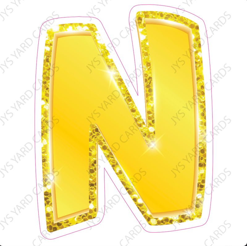 Single Letters: 18” Bouncy Metallic Yellow - Yard Card Signs by JYS International