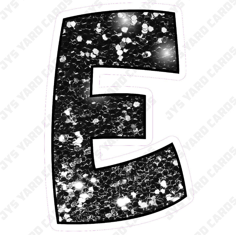 Single Letters: 23” Bouncy Glitter Black - Yard Card Signs by JYS International