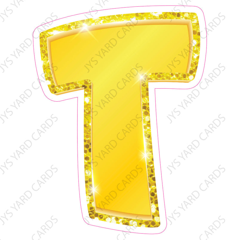 Single Letters: 12” Bouncy Metallic Yellow - Yard Card Signs by JYS International