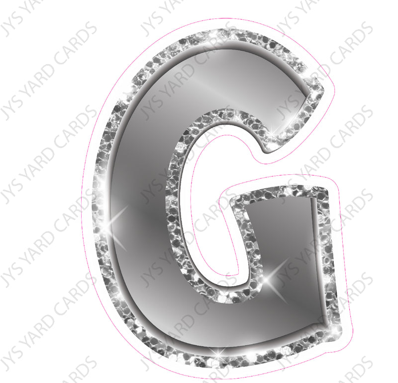 Single Letters: 18” Bouncy Metallic Silver - Yard Card Signs by JYS International