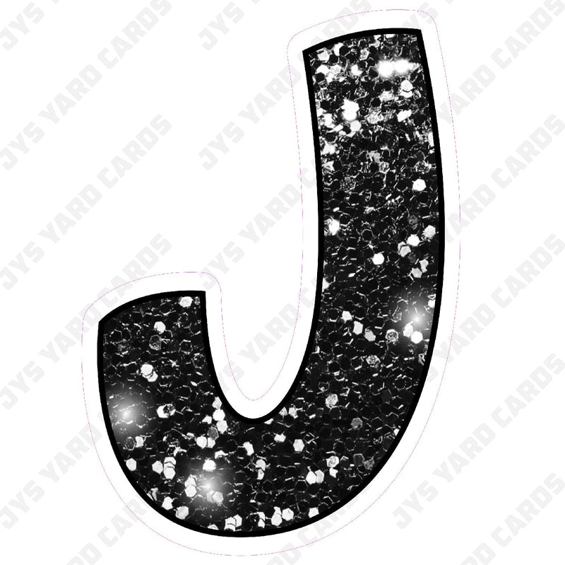 Single Letters: 23” Bouncy Glitter Black - Yard Card Signs by JYS International